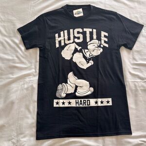 Popeye Hustle Hard Black T-shirt size Small